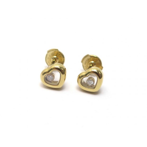 NEUF BOUCLES D'OREILLES CHOPARD HAPPY DIAMONDS ICONS 83A054 OR ET DIAMANTS 2270€