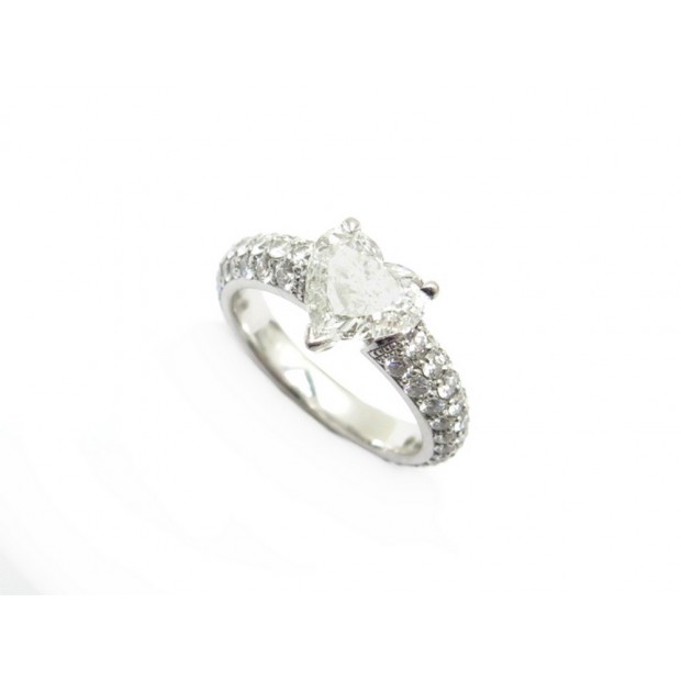 BAGUE T51 EN PLATINE SERTIE DIAMANT COEUR 1.29CT 103 BRILLANT 1.35CT RING 18000€