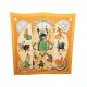 FOULARD HERMES PLAZA DE TOROS HUBERT DE WATRIGANT CARRE EN SOIE JAUNE SCARF 350€