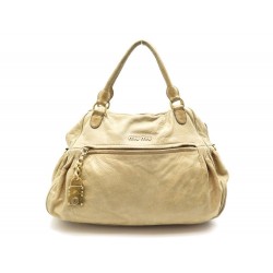 SAC A MAIN MIU MIU CABAS TOTE 40 CM EN CUIR BEIGE LEATHER HAND BAG PURSE 1900€