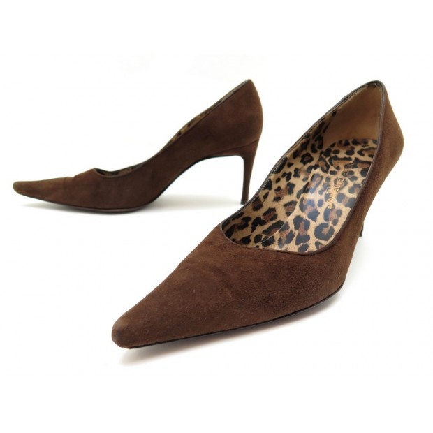 CHAUSSURES DOLCE & GABBANA ESCARPINS 37.5 IT 38.5 FR EN DAIM MARRON SHOES 595€