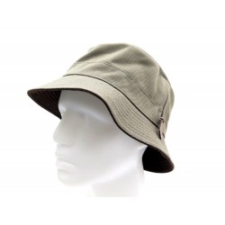 NEUF CHAPEAU HERMES VENDOME T59 EN COTON KAKI TIRETTE CUIR NEW COTTON HAT 305€