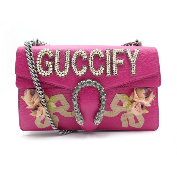 NEUF SAC A MAIN GUCCI DIONYSUS GUCCIFY SMALL 400249 CUIR ROSE PINK HANDBAG 3980€