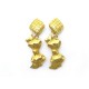 VINTAGE BOUCLES D'OREILLES CHANEL NOEUD METAL DORE + BOITE GOLDEN EARRINGS 570€