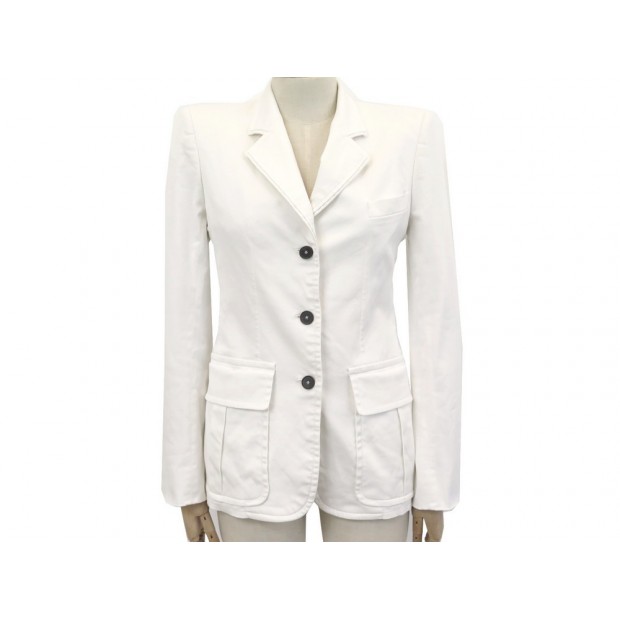 NEUF VESTE YVES SAINT LAURENT RIVE GAUCHE 107389 T38 NEW WHITE JACKET 1890€