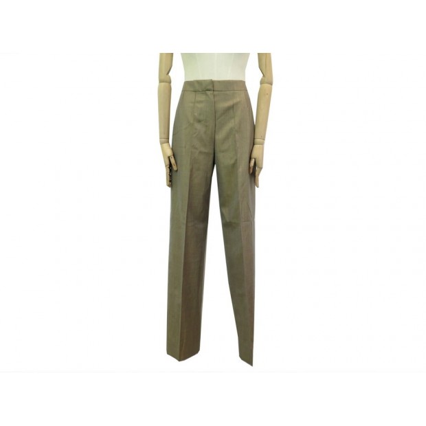 NEUF PANTALON YVES SAINT LAURENT T38 LAINE ET SOIE BEIGE 