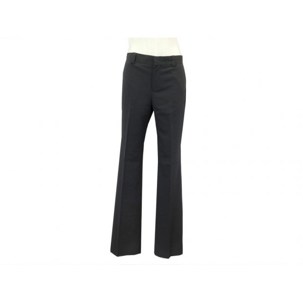 NEUF PANTALON GUCCI 42 IT 38 FR GABARDINE DE LAINE NOIR NEW WOOL TROUSERS 590€