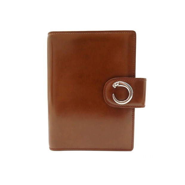 PORTE AGENDA CARTIER PANTHERE CUIR VERNI MARRON 