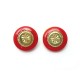 VINTAGE BOUCLES D OREILLE CHANEL TREFLE LAQUE ROUGE ET METAL DORE 