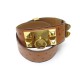 CEINTURE HERMES MEDOR COLLIER DE CHIEN T85 CUIR AUTRUCHE GOLD LEATHER BELT 3750€