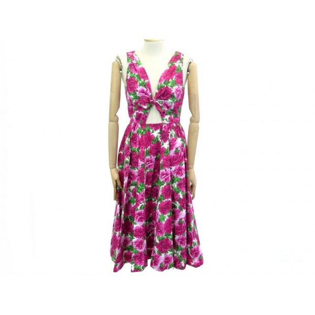 NEUF ROBE MICHAEL KORS PEONY 444AKE125 FLEURS T36 S COTON ROSE NEW DRESS 425€