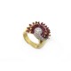 BAGUE MARQUISE T53 OR JAUNE 18K DIAMANTS & PIERRES GRENAT