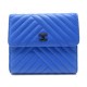 NEUF PORTEFEUILLE CHANEL LOGO CC PORTE MONNAIE CUIR BLEU MATELASSE WALLET 650€