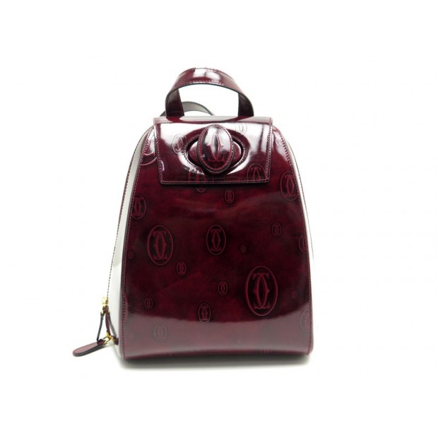 NEUF SAC A DOS CARTIER HAPPY BIRTHDAY EN CUIR VERNIS BORDEAUX BACKPACK BAG 800€