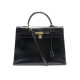 VINTAGE SAC A MAIN HERMES KELLY 35 EN CUIR BOX NOIR BANDOULIERE HAND BAG 7700€