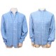 CHEMISE HERMES HOMME 43 XL EN LIN BLEU COL AMOVIBLE MAO LINEN SHIRT TOP 380€