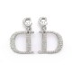 BOUCLE OREILLE DIOR STRASS ARGENTE GM LOGO CD 