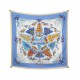 FOULARD HERMES PYTHAGORE PAR ZOE PAUWELS EN SOIE BLEU CARRE 90 SILK SCARF 375€