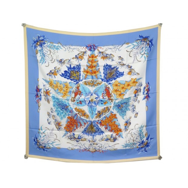 FOULARD HERMES PYTHAGORE PAR ZOE PAUWELS EN SOIE BLEU CARRE 90 SILK SCARF 375€