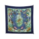 NEUF FOULARD HERMES EQUATEUR PAR ROBERT DALLET EN SOIE BLEU NEW SILK SCARF 375€