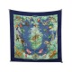 FOULARD HERMES EQUATEUR SOIE BLEU 