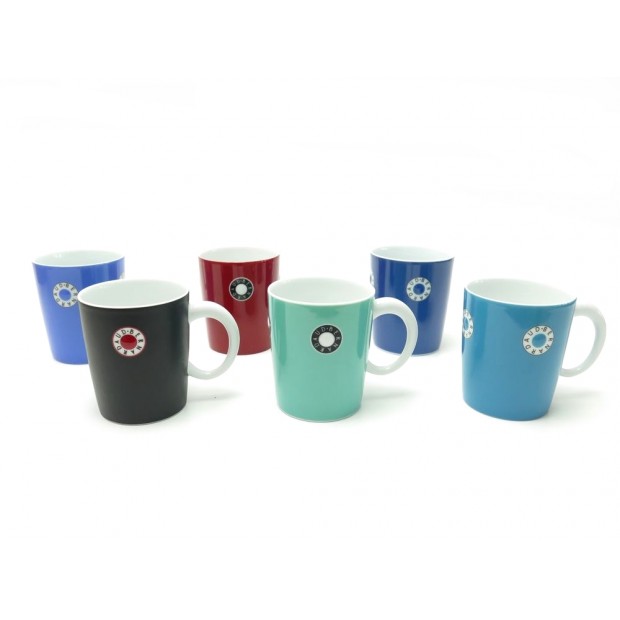 NEUF LOT DE 6 MUGS BERNARDAUD PAROS EN PORCELAINE MULTICOLORE TASSES CUPS 300€