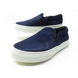 NEUF CHAUSSURES CELINE BASKETS SLIP ON 313653 SNEAKERS 37.5 CUIR BLEU SHOES 550€