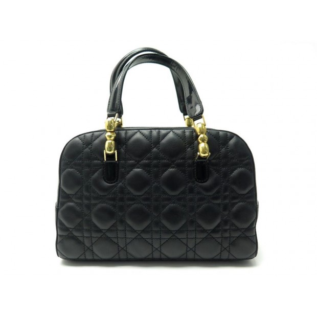 SAC A MAIN CHRISTIAN DIOR BOWLING PM EN CUIR CANNAGE NOIR LEATHER HAND BAG 990€