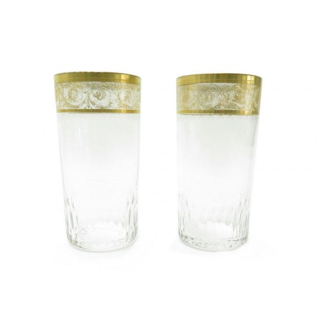 NEUF LOT DE 2 VERRES SAINT LOUIS THISTLE A EAU ORANGEADE