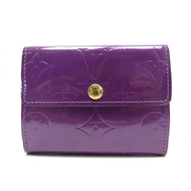 PORTEFEUILLE LOUIS VUITTON ELISE CUIR MONOGRAM VERNIS VIOLET + BOITE WALLET 520€