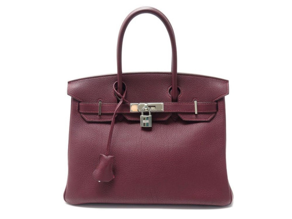 sac a main hermes birkin 30 en cuir vache fjord rouge