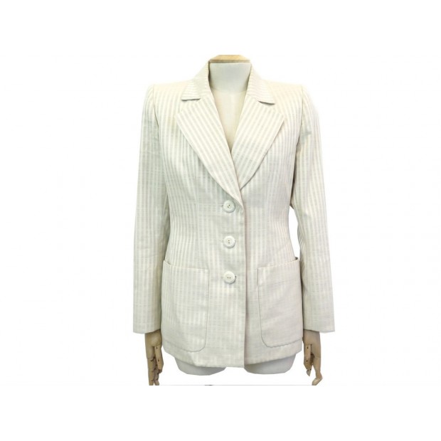 VESTE YVES SAINT LAURENT RIVE GAUCHE TAILLE 38 M COTON LAINE BEIGE JACKET 1890€