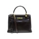 VINTAGE SAC A MAIN HERMES KELLY 28 BANDOULIERE EN CUIR BOX MARRON HAND BAG 7300€