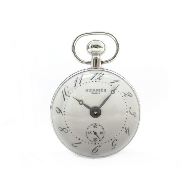 NEUF HORLOGE HERMES PENDULETTE BOULE PE-BO1.810 ACIER + BOITE CLOCK WATCH 3160€