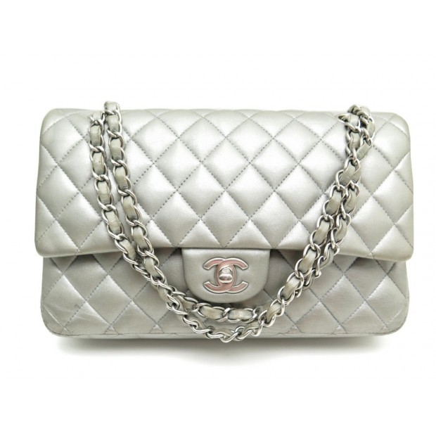 SAC CHANEL TIMELESS CUIR ARGENT 