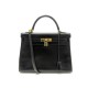 SAC A MAIN HERMES KELLY 32 RETOURNE BANDOULIERE EN CUIR BOX NOIR PURSE 7500€