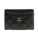 NEUF PORTE CARTE CHANEL CUIR CAVIAR NOIR 