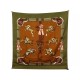 FOULARD HERMES JUMPING PAR PHILIPPE LEDOUX EN SOIE KAKI GREEN SILK SCARF 375€