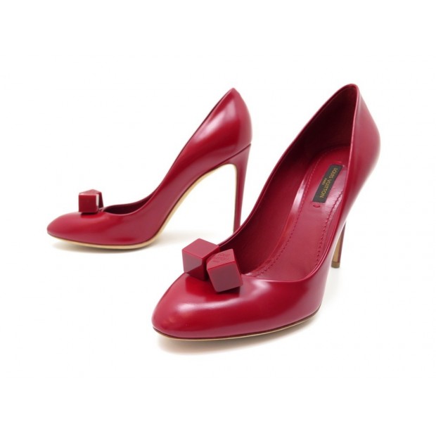 NEUF CHAUSSURES LOUIS VUITTON ESCARPINS CUBIC WONDER 39 EN CUIR ROUGE SHOES 780€