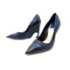 NEUF CHAUSSURES CHRISTIAN DIOR ESCARPINS CHROMATIC 37 CUIR NOIR BLEU SHOES 730€