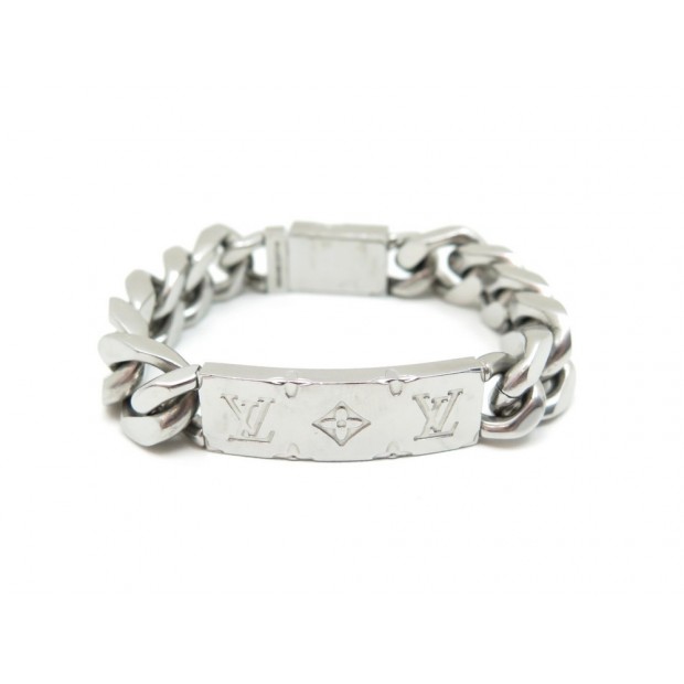 BRACELET LOUIS VUITTON MONOGRAM CHAIN M62486 GOURMETTE ACIER ARGENTE JEWEL 430€