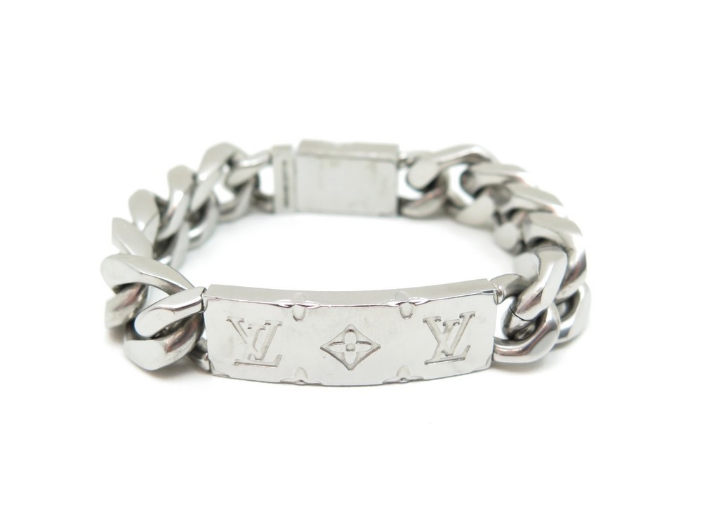 Louis Vuitton Chain bracelet M62486 Men's silver monogram with  accessories GC