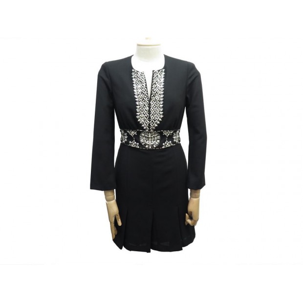 NEUF ROBE JEMIMA KHAN FOR AZZARO JEMINA 2 BIS FDR653 T38 M EN LAINE NOIR 1120€