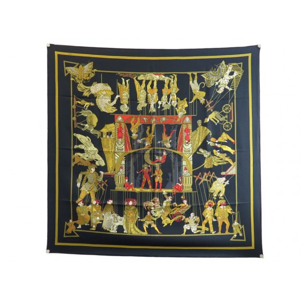 NEUF FOULARD HERMES LE TEMPS DES MARIONNETTES FAIVRE CARRE 90 EN SOIE SCARF 375€