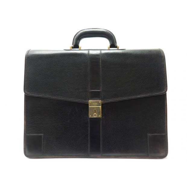 VINTAGE SACOCHE CELINE CARTABLE EN CUIR GRAINE MARRON LEATHER BRIEFCASE 2600€