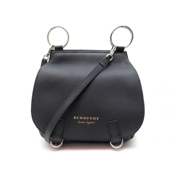 NEUF SAC A MAIN BURBERRY BRIDLE SADDLE BANDOULIERE EN CUIR NOIR HAND BAG 765€