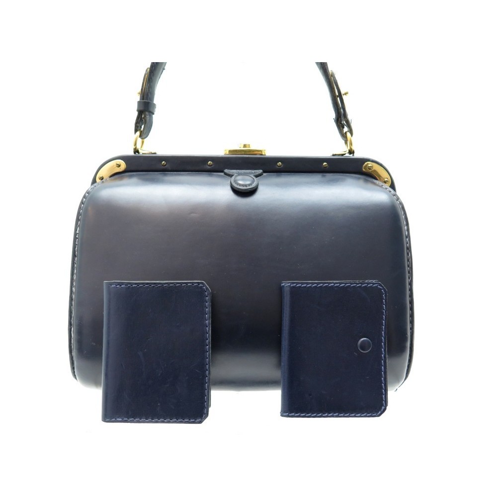 Lot - Fernande Desgranges Black Leather Handbag, circa 1950's