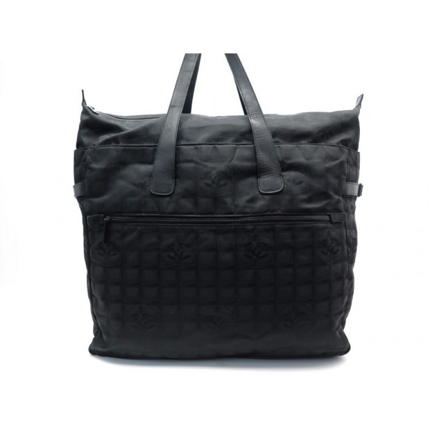 SAC DE VOYAGE CHANEL TRAVEL LINE LARGE EN TOILE NOIR CANVAS TRAVEL HANDBAG 1415€