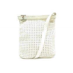 VINTAGE SAC A MAIN HERMES PERFORE BANDOULIERE CUIR BLANC CROSSBODY BAG 1340€