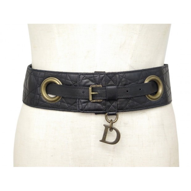 CEINTURE LARGE CHISTIAN DIOR TAILLE 80 CUIR CANNAGE NOIR BLACK LEATHER BELT 380€